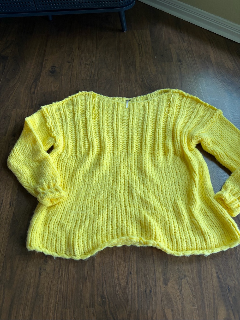 Free People Sunny Yellow Chunky Crewneck Sweater